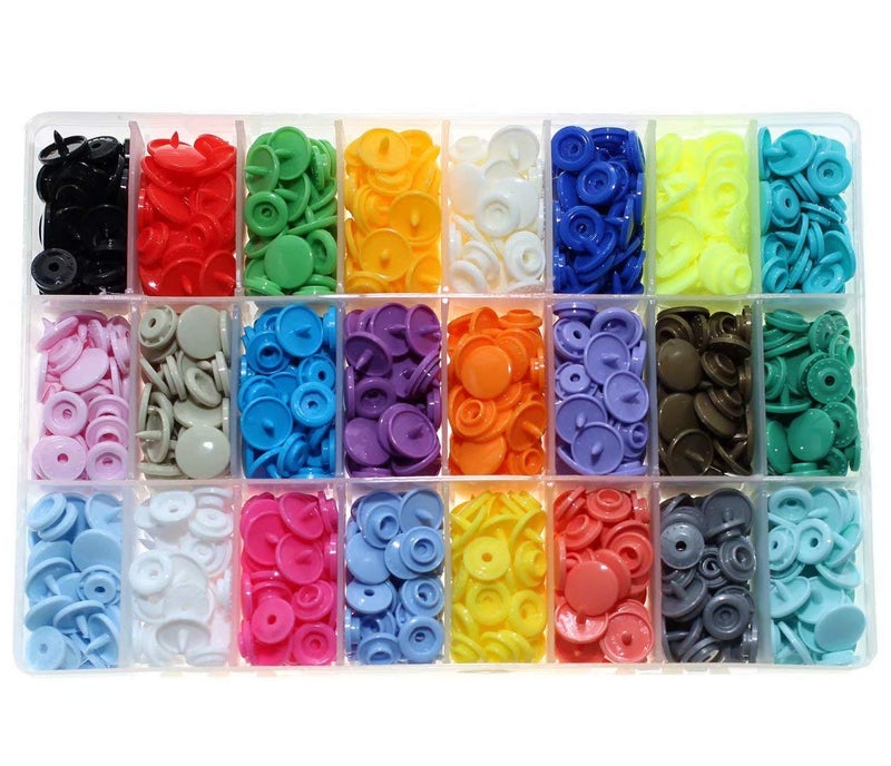 BetterJonny 24-Color KAM Snaps Storage Container 360 Sets Size 20 T5 Plastic Fasteners Punch Poppers Closures No-Sew Buttons for Cloth Diaper/Bibs/Towels/Nappies/Mama Pads - Image 1